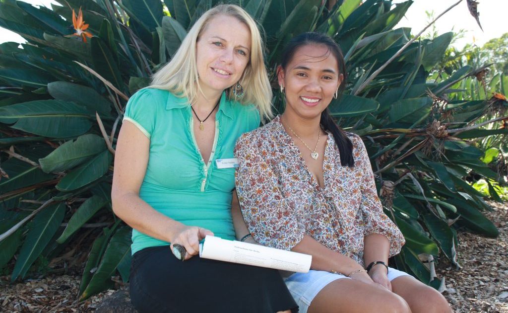 Arsella Weatherall with teacher Kristie Hedley at Kingscliff Campus. Arsella Weatherall with teacher Kristie Hedley at Kingscliff Campus.